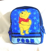 NEW  WINNIE THE POOH 100 POLYESTER BLUE BACKPACK 16" X 12"