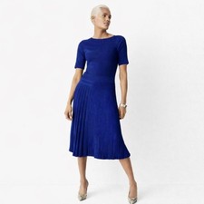 The Fold London Kinsale Knitted Dress Blue Short Sleeve Cocktail Wedding Women S