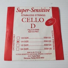 Red Label Cello D Single String 1/4 Size SS6123 6123 New Super Sensitive