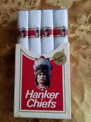 Vintage NIB Hanker Chiefs Box 4 Perm Press White Handkerchiefs ASHEAR NEW