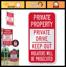Private Driveway Sign - 12x18" Reflective Aluminum, Weather Resistant, Private P