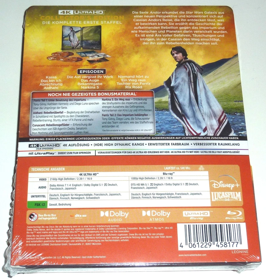 STAR WARS ANDOR STAFFEL 1 4K UHD 6-DISC BLU-RAY STEELBOOK NEU & OVP SEALED OOP - Bild 2 von 2