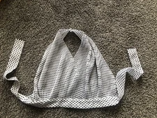 Vtg Handmade Halter Top Women 60's 70's Hippie Gathered Polka Dot Black White