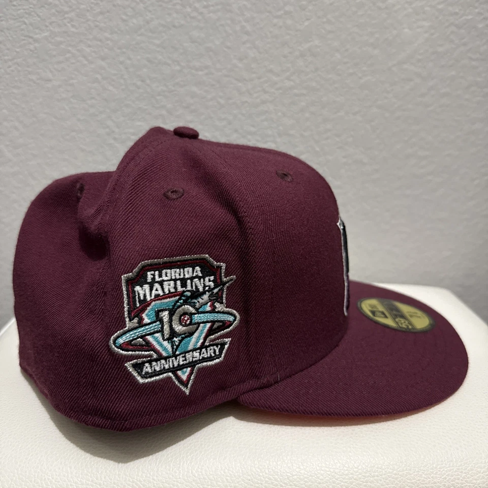 New Era MLB Florida Marlins бордовый хайлайтер розовый УФ резинке шляпа крышка размер 7 5/8 - Изображение 2 из 4