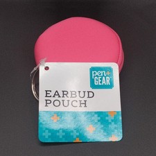 Hot Pink Pen Gear - Earbud Pouch - Soft Sides - Zipper - Earbud/Cord