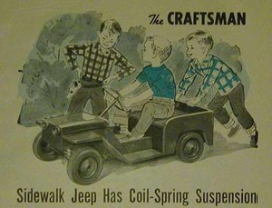 Sidewalk Army Jeep 1958 HowTo build PLANS kid powered Coaster plywood body
