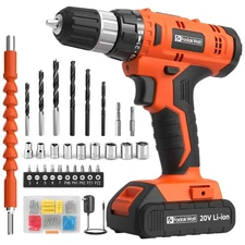 FADAKWALT 20V Electric Power Drill Set, Torque 30N, 21+1 Torque Setting, 3/8-...