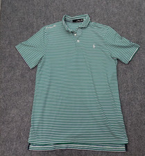 RLX Ralph Lauren Golf Polo Mens Medium Green Striped Logo Pony Short Sleeve