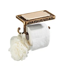 Vintage Paper Towel Holder with Cellphone Shelf for Bathroom, Wall Mount Anti...