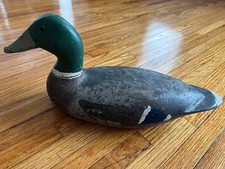 Decoy Duck Vintage Wood - Glass Eye Mallard Weighted