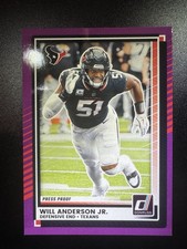 2025 Panini Donruss Press Proof Purple Will Anderson Jr. #62 Houston Texans