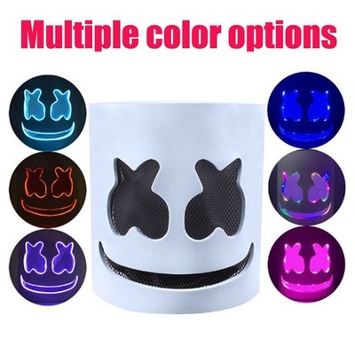 DJ Marshmallow Maske aus Latex mit LED Beleuchtung; Marshmello-w Gesichtsmaske