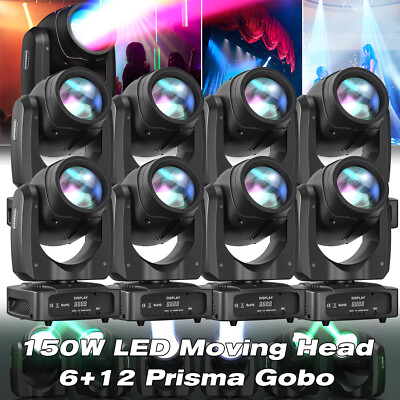 8x 150W 8 Gobo 18 Prisma Beam Moving Head LED Partylicht Spot Bühnenbeleuchtung
