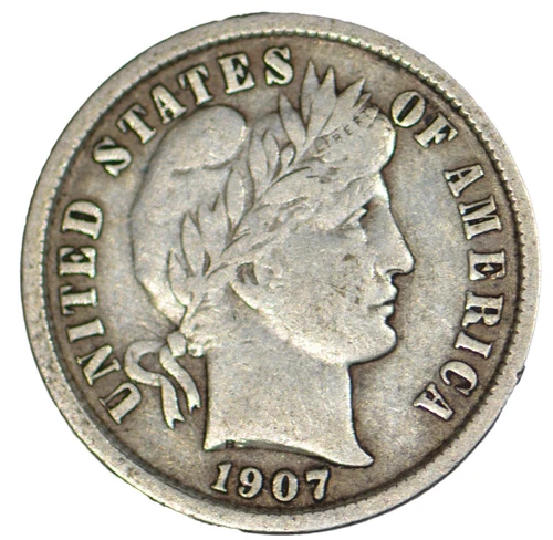 1907 Barber Dime ~ VF
