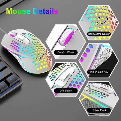 Lightweight Gaming Mouse Wired USB Optical Computer Mice RGB LED Backlit 3200DPI - Picture 11 of 19