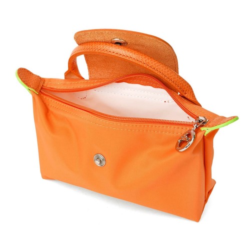 SALE Longchamp Pouch LE PLIAGE GREEN Handle Pouch 34175 919 P54 ORANGE Ladies - Picture 4 of 9