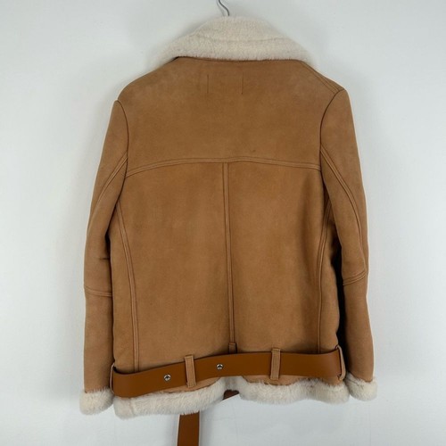Acne Studios Velocite Lamb Shearling in Tan and White Shearling Jacket - Picture 6 of 8