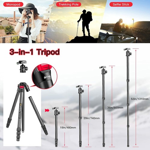 Professional Camera Tripod Stand Carbon Fiber Tripod + 360° Ball Head - Picture 5 of 12