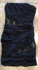 Express Women's Ruched Strapless Bodycon Black Dress Clubwear Size 2 Preowned