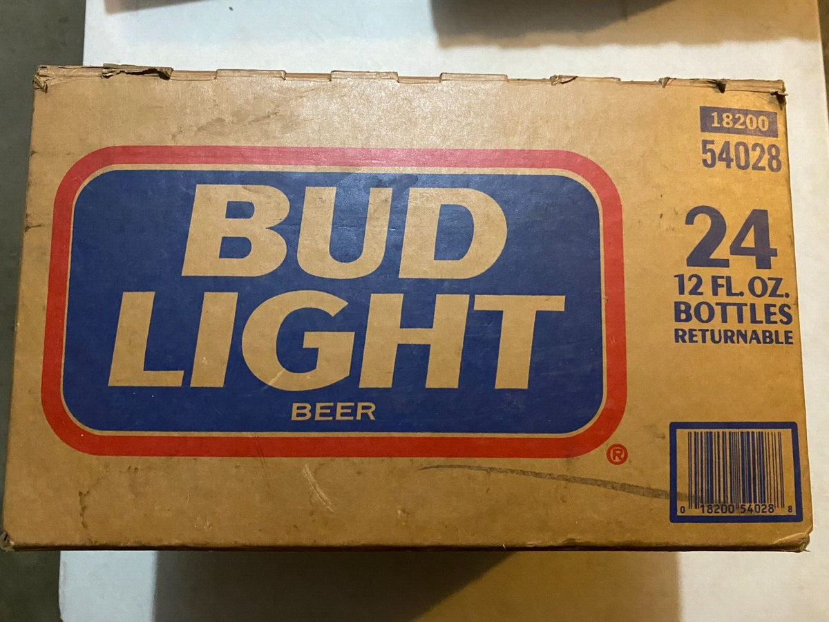 Vintage Bud Light Returnable Beer Bottles Cardboard Box Rare Used