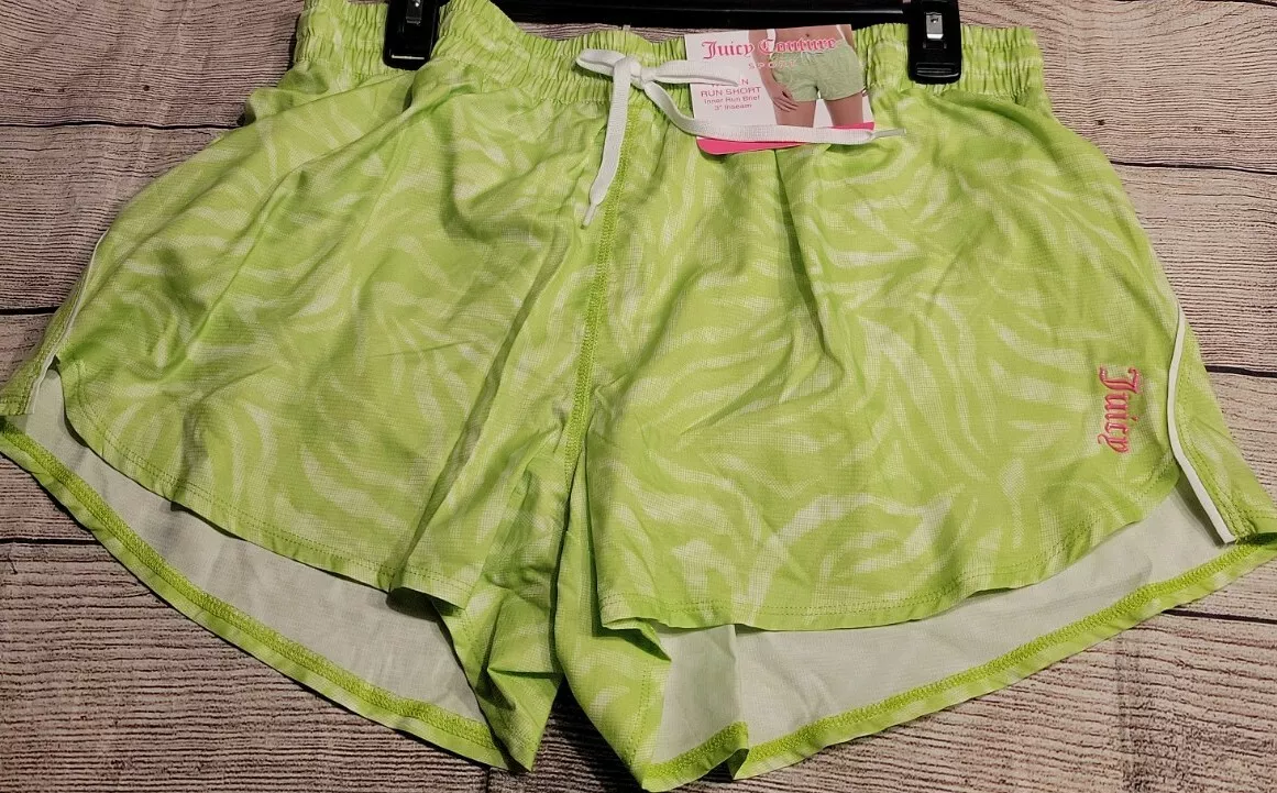 Juicy Couture Sport Running Shorts Green Leopard Print Women s
