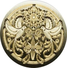 Twin Doves surrounded by Intricate Scrollwork, 1" diameter Wax Seal Stamp head