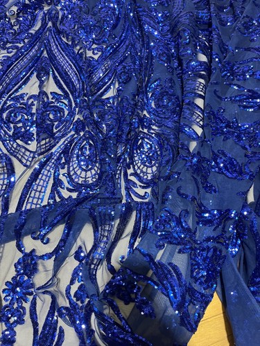 ROYAL BLU paillettes elasticizzate/maglia elastica a 4 vie su paillettes blu reale paillettes da cortile - Foto 6 di 6