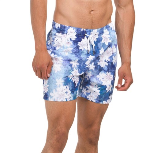 NWT TRUNKS SURF & SWIM Floral Watercolor Drawstring Beach Pool Swim Shorts L-XXL