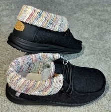 Hey Dude Wendy Youth Size 2 Girls YT2 Fold Baja Boot Kids Slip-On Shoes Black
