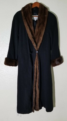 Marvin Richard's women's Church winter black fox fur Cashmere Wool coat size 10P - Picture 2 of 8