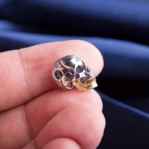 925 Sterling Silver Movable Jaw Skull Head Pendant DIY Skull Bead Necklace Charm - Picture 4 of 11