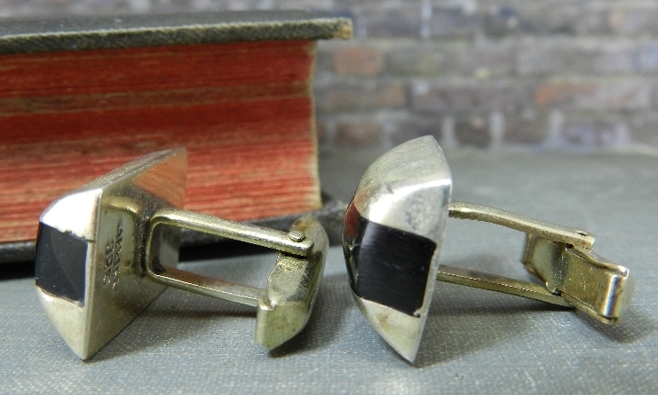 バングル925 on the sunny side of the street Vintage Mexican Sterling Silver Onyx Lapis Turquoise Jade