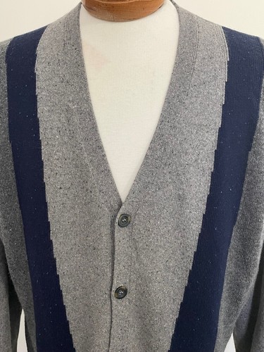 NWT $98 Calvin Klein Mens Cardigan Sweater X-LARGE XL Grey/Navy Wool - Picture 12 of 15