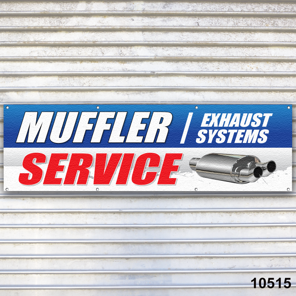 Muffler Service Banner Sign Auto Repair Tire Dealer Service Bay Garage