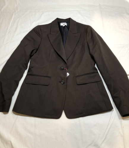 Ines De La Fressange Uniqlo Women's Suit Jacket DK Brown Pockets Peak Lapel Sz S - Picture 1 of 7