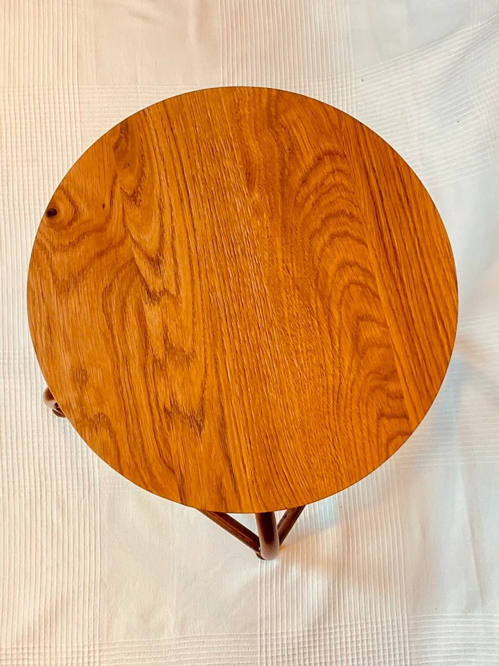 Bar stool, handmade, rusted steel, oak seat, adjustable height - Image 4 of 4