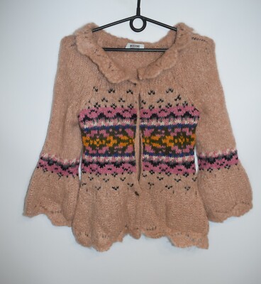 Moschino Cheap and Chic Flaffy Knit Cardigan Mohair Made In Italy Size US6 IT40