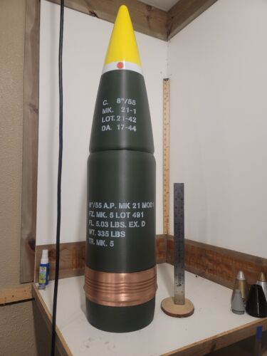 3d Printed 8 Inch 203mm MK 21 Mod 1 Naval Shell - Fake - Cosplay - All Plastic - Picture 3 of 10