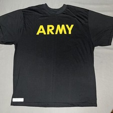 US Army Shirt Mens Large Black Yellow Short Sleeve Physical Made in USA -415