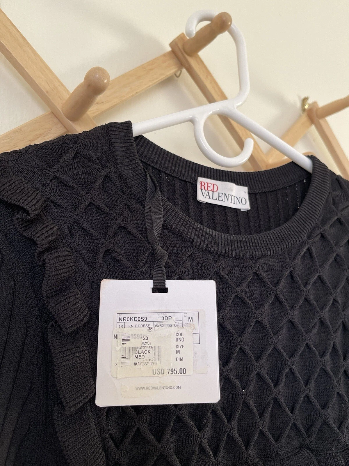 Abito rosso Valentino in maglia a costine nero taglia M