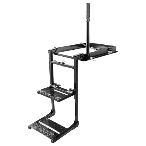 Foldable Tailgate Ladder Rack with Two Step Pad and Telescopic Handrail