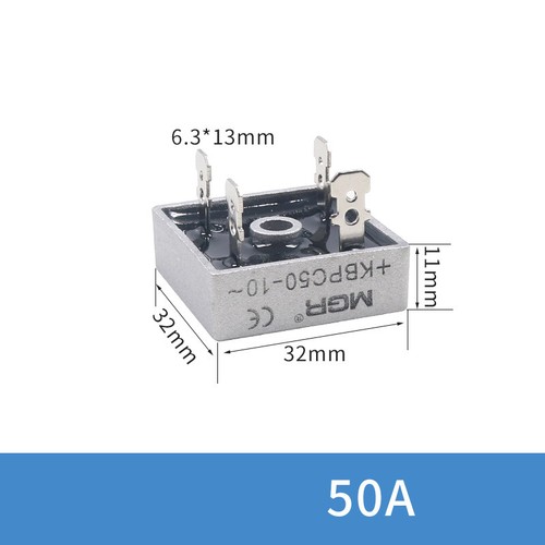 10A-50A Boîtier Métallique Monophasé Diode Pont Redresseur Dissipateur Chaleur KBPC5010 1000V - Photo 20/21