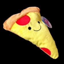 Slice of Pepperoni Pizza Smiley Smile Face Lovey 7.5" Plush Stuffed Animal Toy