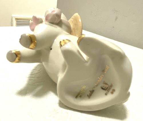 Lenox Pig Figurine ~ Sadie’s Sunday Best~Sitting~Hat with Flowers 4.75” tall~24K - Bild 10 von 11