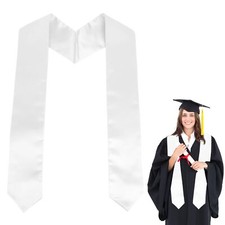 Graduation Stole Class of 2025 70" White Plain Graduation Honor Stole Sash Un...
