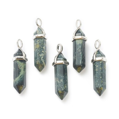 10 Stck. Kugelform Edelstein Anhänger Sechseckig Chakra Kristall Spitz 39,5x12mm