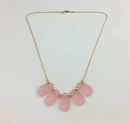 Pink Frosted Petals Chain Necklace 18 