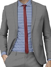 Mens Medium Gray Suit Custom Made Business formal Casual Modern wedding Suits