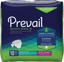 Prevail Bariatric Briefs, Ultimate Absorbency, Size B (3X-Large), Pack of 10