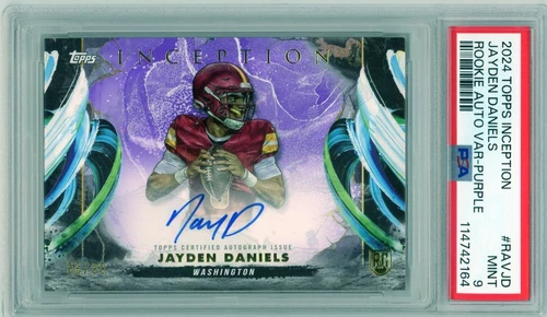 JAYDEN DANIELS RC Rookie PSA 9 Auto - Purple Variation #/99 2024 Topps Inception
